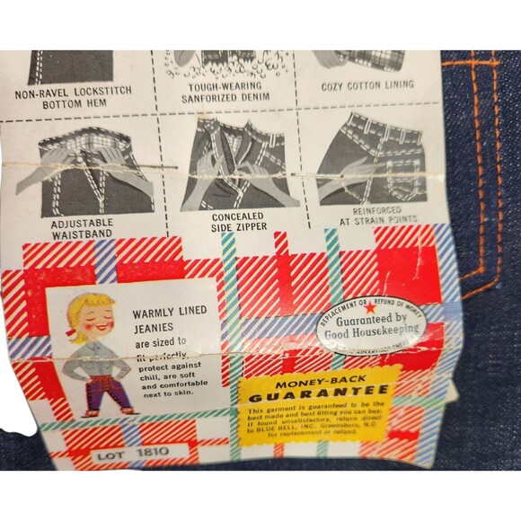 Vtg 40s 50s Jeanies By‎ BLUE BELL Jeans Girls' 12 Medium Warmly Lined Deadstock - Picture 10 of 11